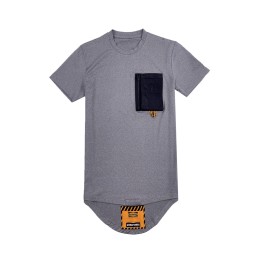Order online gray short-sleeved T-shirt fashion design left chest zipper pocket floral gray T1102 Order online gray short-sleeved T-shirt fashion design left chest zipper pocket floral gray T1102